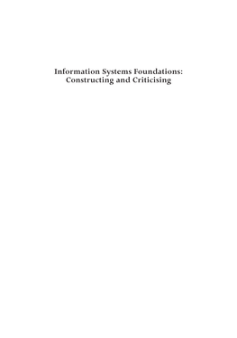 Information Systems Foundations: Constructing and Criticising