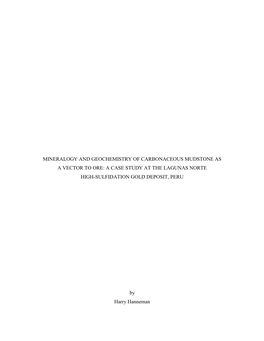 Mineralogy and Geochemistry of Carbonaceous Mudstone As a Vector to Ore: a Case Study at the Lagunas Norte High-Sulfidation Gold Deposit, Peru