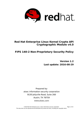 Red Hat Enterprise Linux Kernel Crypto API Cryptographic Module V4.0