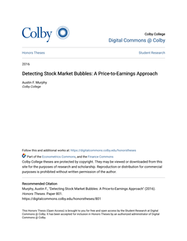 Detecting Stock Market Bubbles: a Price-To-Earnings Approach