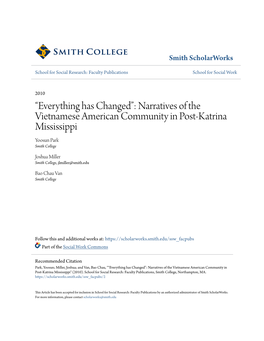 Narratives of the Vietnamese American Community in Post-Katrina Mississippi Yoosun Park Smith College