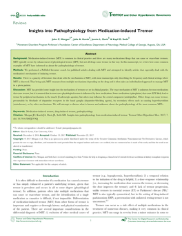 Reviews Insights Into Pathophysiology from Medication-Induced Tremor