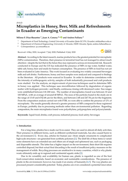 Microplastics in Honey, Beer, Milk and Refreshments in Ecuador As Emerging Contaminants