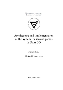 Architecture and Implementation of the System for Serious Games in Unity 3D