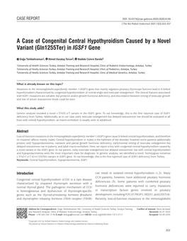 A Case of Congenital Central Hypothyroidism Caused by a Novel Variant (Gln1255ter) in IGSF1 Gene