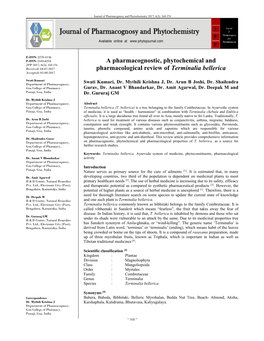 A Pharmacognostic, Phytochemical and Pharmacological Review Of