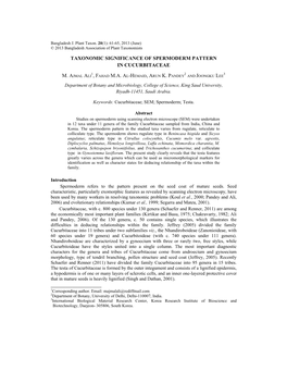Taxonomic Significance of Spermoderm Pattern in Cucurbitaceae M. Ajmal