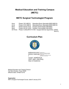 Surgical Technologist Program (Army, Air Force, Navy)