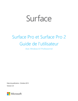 Surface Pro Et Surface Pro 2 Guide De L'utilisateur