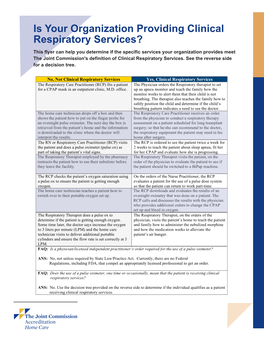 Is Your Organization Providing Clinical Respiratory Services?