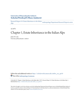 Chapter 1, Estate Inheritance in the Italian Alps John W