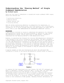 Of Single Sideband Demodulation by Richard Lyons