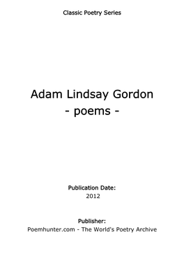 Adam Lindsay Gordon - Poems
