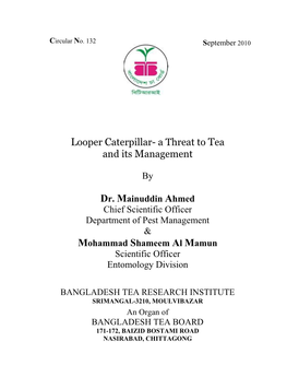 Looper Caterpillar- a Threat to Tea and Its Management
