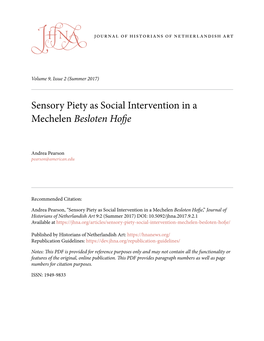 Sensory Piety As Social Intervention in a Mechelen Besloten Hofje