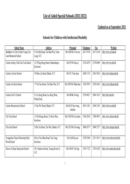 List of Aided Special Schools (2020/2021)