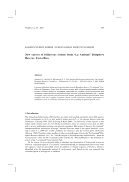 New Species of Foliicolous Lichens from “La Amistad” Biosphere Reserve, Costa Rica