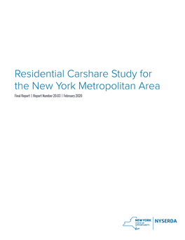 20-03 Residential Carshare Study for the New York Metropolitan Area