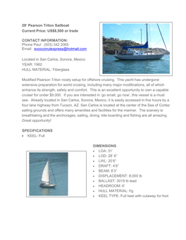 28' Pearson Triton Sailboat Current Price