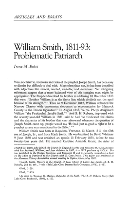 William Smith, 1811-93: Problematic Patriarch Irene M