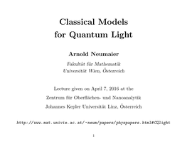 Classical Models for Quantum Light