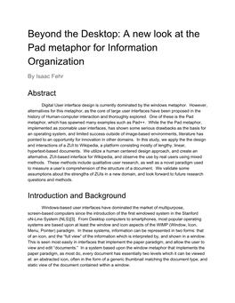 Beyond the Desktop: a New Look at the Pad Metaphor for Information Organization