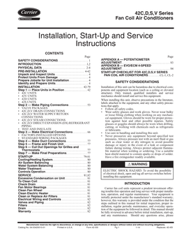 Installation, Start-Up and Service Instructions