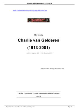 Charlie Van Gelderen (1913-2001)