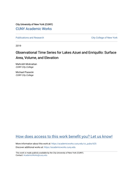 Observational Time Series for Lakes Azuei and Enriquillo: Surface Area, Volume, and Elevation