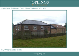 Apple Barn, Baldersby, Thirsk, North Yorkshire, YO7 4PJ £1,500 Per