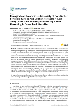 A Case Study of the Frankincense (Boswellia Spp.) Resin Harvesting in Somaliland (Somalia)