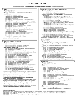 Bsba Emphasis Areas Emphasis Areas