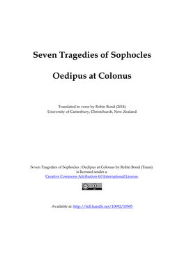 Seven Tragedies of Sophocles Oedipus at Colonus