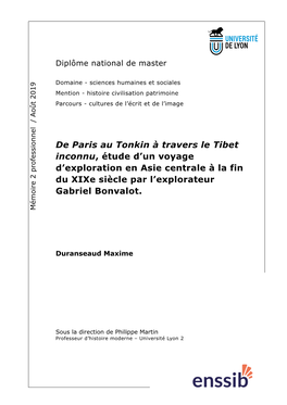 De Paris Au Tonkin À Travers Le Tibet Inconnu, Étude D'un Voyage D