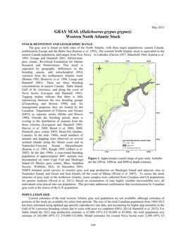 GRAY SEAL (Halichoerus Grypus Grypus): Western North Atlantic Stock