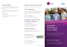 Integrated Rehabilitation Service (IRS)