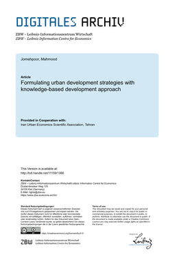 Formulating Urban Development Strategies with Knowledge-Based Development Approach