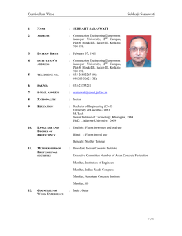 Curriculum Vitae Subhajit Saraswati