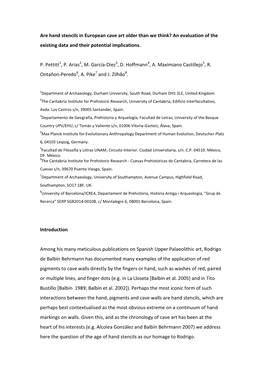 Are Hand Stencils in European Cave Art Older Than We Think? an Evaluation of the Existing Data and Their Potential Implications