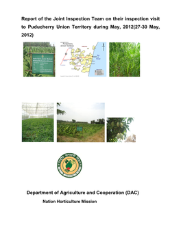 Report of the Joint Inspection Team on Their Inspection Visit to Puducherry Union Territory During May, 2012(27-30 May, 2012)