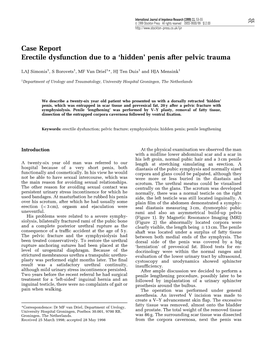 Case Report Erectile Dysfunction Due to a `Hidden' Penis After Pelvic Trauma
