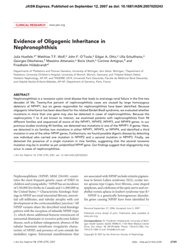 Evidence of Oligogenic Inheritance in Nephronophthisis
