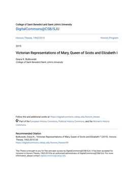 Victorian Representations of Mary, Queen of Scots and Elizabeth I