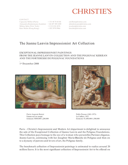 The Jeanne Lanvin Impressionist Art Collection