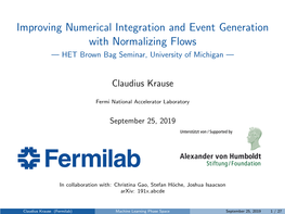 Improving Numerical Integration and Event Generation with Normalizing Flows — HET Brown Bag Seminar, University of Michigan —