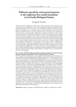 Pollinator Specificity and Seasonal Patterns in the Euglossine Bee-Orchid Mutualism at La Gamba Biological Station