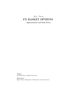 FX BASKET OPTIONS - Approximation and Smile Prices - ‌