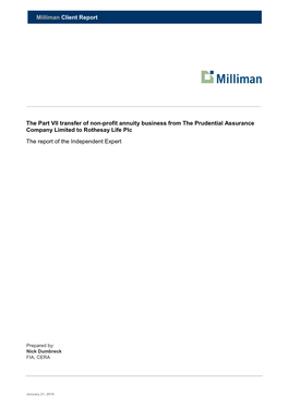Milliman Client Report the Part VII Transfer of Non-Profit