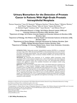 Urinary Biomarkers for the Detection of Prostate Cancer in Patients with High-Grade Prostatic Intraepithelial Neoplasia