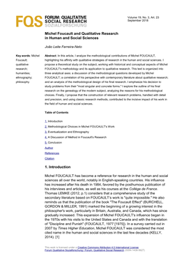 Michel Foucault and Qualitative Research in Human and Social Sciences